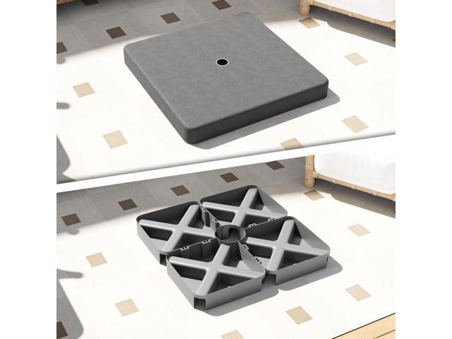 4 Piece Cantilever Umbrella Base Weight Set with Cover, Heavy Duty Outdoor Weights for Offset Umbrella Stand for 176 lbs Sand, Black