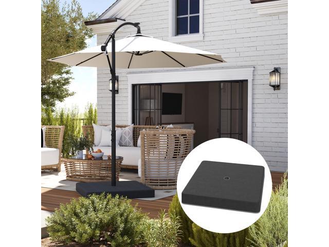 4 Piece Cantilever Umbrella Base Weight Set with Cover, Heavy Duty Outdoor Weights for Offset Umbrella Stand for 176 lbs Sand, Black