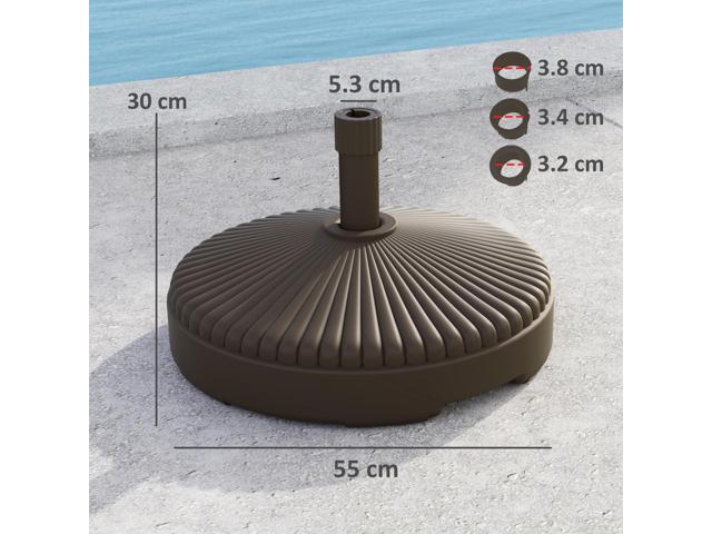 Round Patio Umbrella Base Holder Outdoor Umbrella Stand, Filled Up to 62lbs with Sand or 51lbs with Water for Garden Poolside, Brown