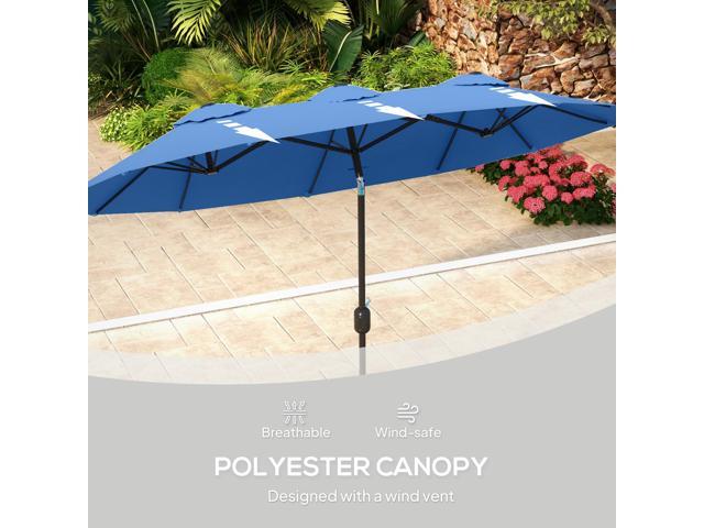 9.5' Double-sided Patio Umbrella with 3 Air Vents, Tilt and Crank, Outdoor Umbrella, Navy Blue