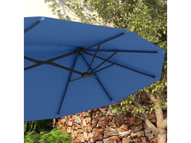 9.5' Double-sided Patio Umbrella with 3 Air Vents, Tilt and Crank, Outdoor Umbrella, Navy Blue