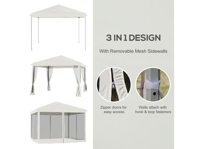 10' x 10' Pop Up Canopy Tent with Netting, Instant Gazebo, Ez up Screen House Room with Carry Bag, Height Adjustable, for Outdoor, Garden, Patio,...