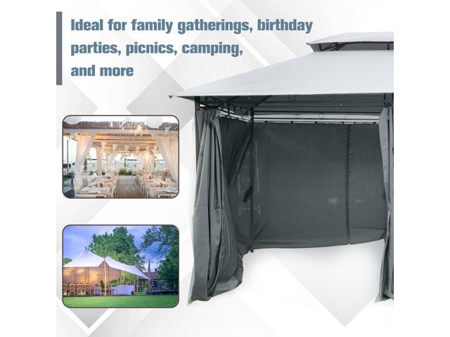 10' x 13' Patio Gazebo, Outdoor Gazebo Canopy Shelter with Curtains, Vented Roof, Steel Frame for Garden, Lawn, Backyard and Deck, Sage Gray