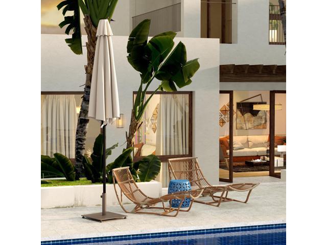 Square Patio Umbrella Base, 29 lbs Metal Umbrella Stand Base with Adjustable Pads, Patio Umbrella Holder for 1.5'/1.9' Poles, Brown