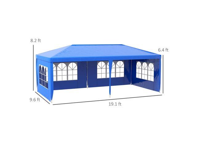9.6' x 19' Large Party Tent, Outdoor Event Shelter, Gazebo Canopy with 4 Removable Window Sidewalls for Weddings, Picnics, Blue