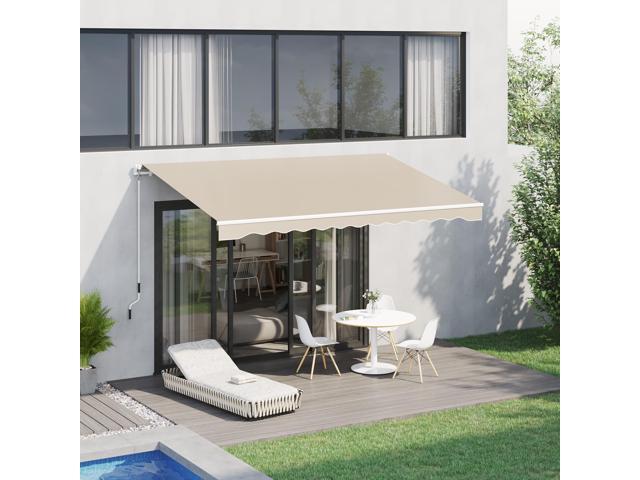 13' x 8' Retractable Awning, Patio Awnings, Sunshade Shelter w/ Manual Crank Handle, UV & Water-Resistant Fabric and Aluminum Frame for Deck,...