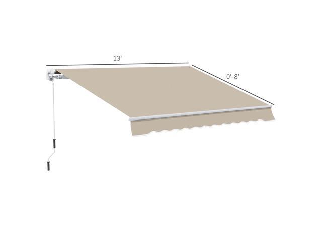 13' x 8' Retractable Awning, Patio Awnings, Sunshade Shelter w/ Manual Crank Handle, UV & Water-Resistant Fabric and Aluminum Frame for Deck,...