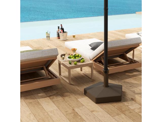 Patio Umbrella Base Holder Outdoor Umbrella Stand, Filled Up to 42lbs with Sand or 33lbs with Water for Garden Poolside, Brown