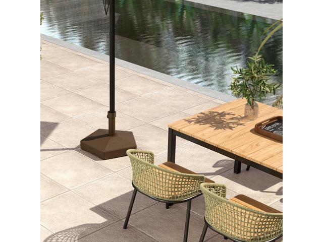 Patio Umbrella Base Holder Outdoor Umbrella Stand, Filled Up to 42lbs with Sand or 33lbs with Water for Garden Poolside, Brown