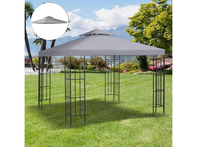 9.8' x 9.8' Gazebo Replacement Canopy, 2-Tier Top UV Cover for 9.84' x 9.84' Outdoor Gazebo Models 01-0153 & 100100-076, Light Gray (TOP ONLY)