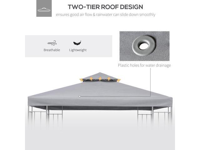 9.8' x 9.8' Gazebo Replacement Canopy, 2-Tier Top UV Cover for 9.84' x 9.84' Outdoor Gazebo Models 01-0153 & 100100-076, Light Gray (TOP ONLY)