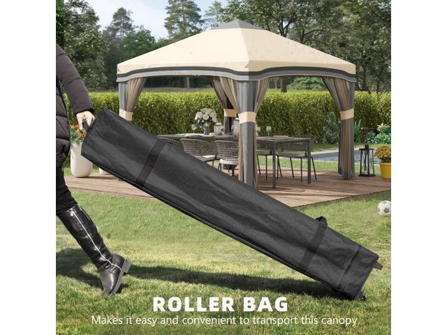 10' x 10' Pop Up Canopy Tent with Netting, Instant Tents for Parties, Height Adjustable, with Wheeled Carry Bag and 4 Sand Bags for Outdoor,...