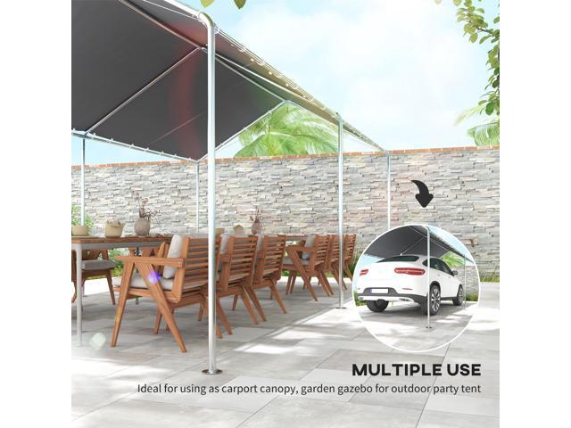 10'x20' Carport Heavy Duty Galvanized Car Canopy with Included Anchor Kit, 3 Reinforced Steel Cables, Grey