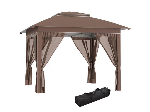 12' x 12' Pop Up Canopy Tent with Netting and Carry Bag, Instant Sun Shelter with 137 sq. ft Shade, Tents for Parties, Height Adjustable, for...