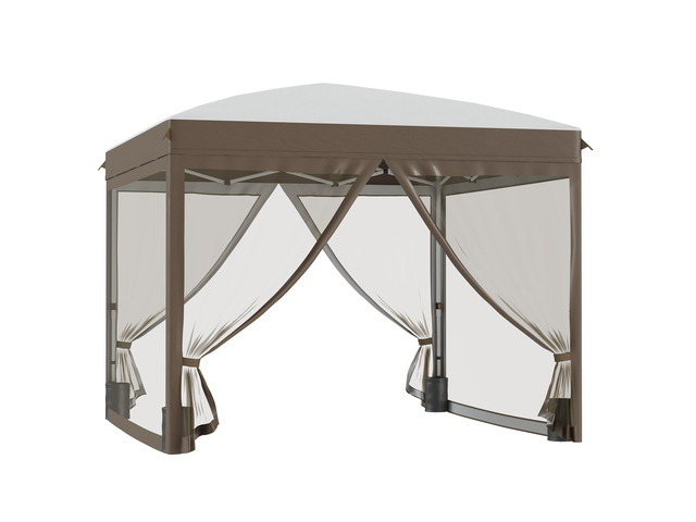10' x 10' Pop Up Canopy Tent with Netting, Instant Sun Shelter, Tents for Parties, Height Adjustable, with Wheeled Carry Bag and 4 Sand Bags for...