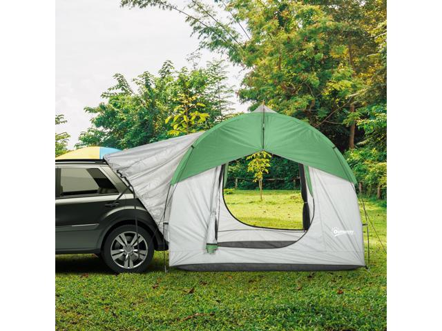SUV Tent, 2000mm Waterproof Truck Tent with 3 Doors and Mesh Window, for 5-6 Person Camping Outdoor Travel, 7.5' L x 6.9' W x 6.9' H, Gray and Green