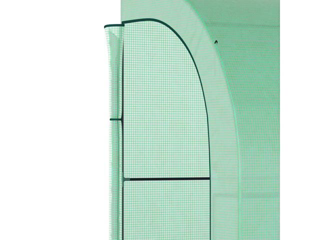 10' x 5' x 7' Lean to Greenhouse, Walk-In Green House, Plant Nursery with 2 Roll-up Doors and Windows, PE Cover and 3 Wire Shelves, Green