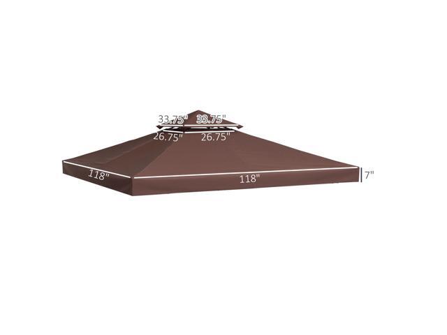 9.8' x 9.8' Gazebo Replacement Canopy, 2-Tier Top UV Cover for 9.84' x 9.84' Outdoor Gazebo Models 01-0153 & 100100-076, Coffee (TOP ONLY)