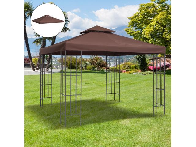 9.8' x 9.8' Gazebo Replacement Canopy, 2-Tier Top UV Cover for 9.84' x 9.84' Outdoor Gazebo Models 01-0153 & 100100-076, Coffee (TOP ONLY)