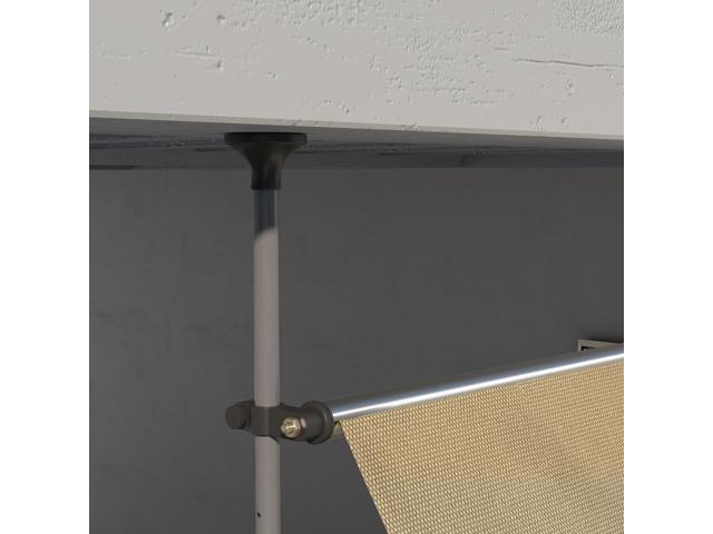 Manual Retractable Awning, 118' Non-Screw Freestanding Patio Sun Shade Shelter with Support Pole Stand and UV Resistant Fabric, for Window, Door,...