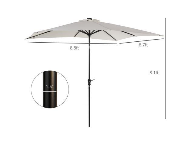 9' x 7' Solar Umbrella, LED Lighted Patio Umbrella for Table or Base with Tilt & Crank, Outdoor Umbrella for Garden, Deck, Backyard, Pool, Beach,...