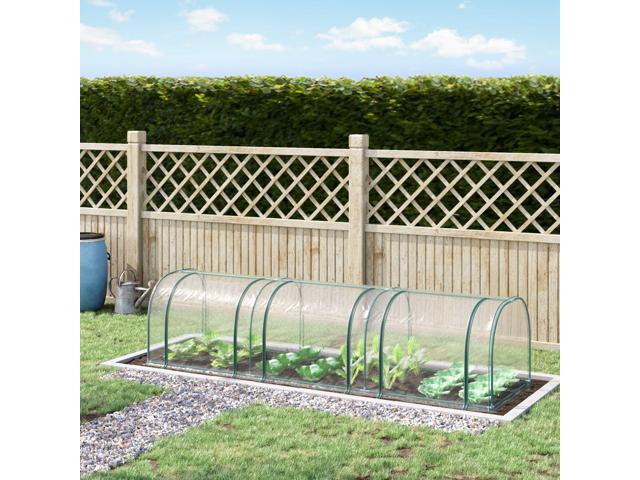 11' x 3' x 2.5' Mini Greenhouse, Portable Tunnel Green House with Roll-Up Zippered Doors, UV Waterproof Cover, Steel Frame, Clear
