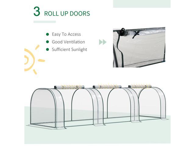 11' x 3' x 2.5' Mini Greenhouse, Portable Tunnel Green House with Roll-Up Zippered Doors, UV Waterproof Cover, Steel Frame, Clear