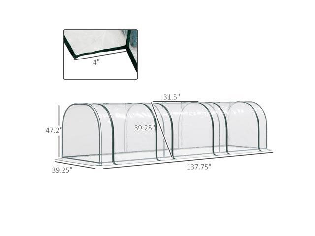 11' x 3' x 2.5' Mini Greenhouse, Portable Tunnel Green House with Roll-Up Zippered Doors, UV Waterproof Cover, Steel Frame, Clear