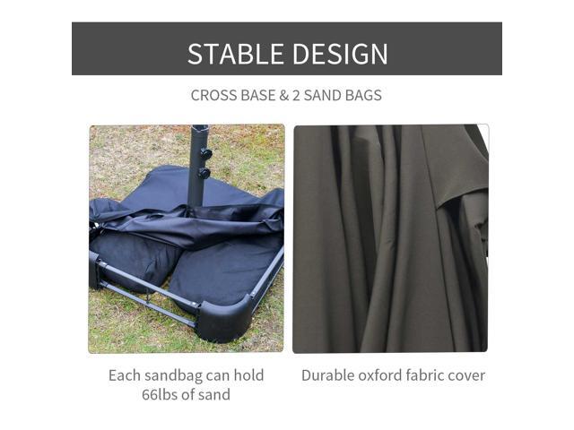 Patio Umbrella 15' Steel Rectangular Outdoor Double Sided Market with base, Sun Protection & Easy Crank for Deck Pool Patio, Dark Gray