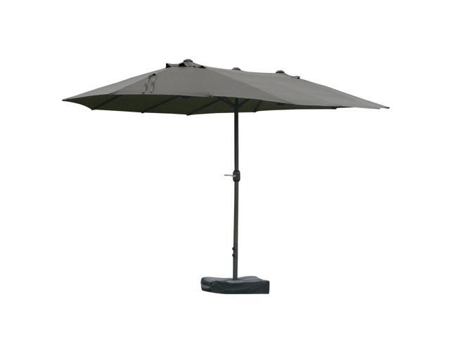 Patio Umbrella 15' Steel Rectangular Outdoor Double Sided Market with base, Sun Protection & Easy Crank for Deck Pool Patio, Dark Gray