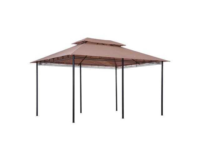 10' x 13' Patio Gazebo, Outdoor Gazebo Canopy Shelter with Curtains, Vented Roof, Steel Frame for Garden, Lawn, Backyard and Deck, Khaki