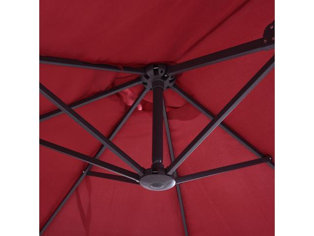 Extra Large 15ft Patio Umbrella, Double-Sided Outdoor Umbrella with Crank Handle and Air Vents for Backyard, Deck, Pool, Market, Wine Red