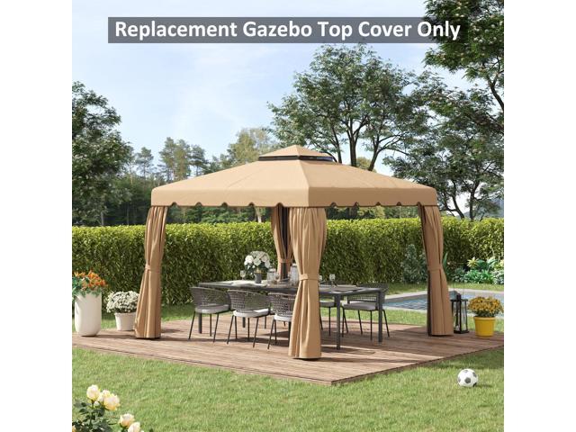 9.8' x 9.8' Gazebo Replacement Canopy, Gazebo Top Cover with Double Vented Roof for Garden Patio Outdoor (TOP ONLY), Khaki