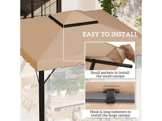 9.8' x 9.8' Gazebo Replacement Canopy, Gazebo Top Cover with Double Vented Roof for Garden Patio Outdoor (TOP ONLY), Khaki
