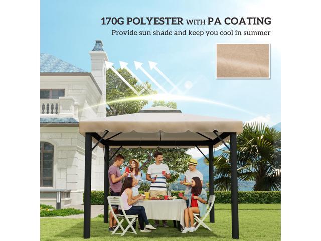 9.8' x 9.8' Gazebo Replacement Canopy, Gazebo Top Cover with Double Vented Roof for Garden Patio Outdoor (TOP ONLY), Khaki
