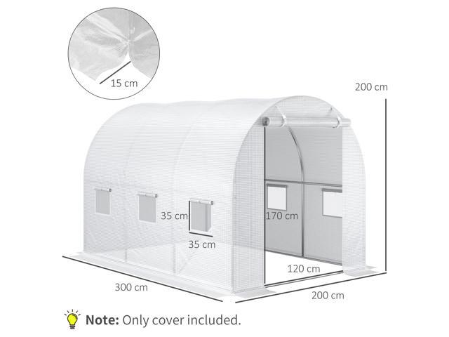 9.8' x 6.6' x 6.6' Plastic Greenhouse Cover Replacement, Heavy Duty Waterproof Tarp for Hoop House, Sheeting with 6 Windows, Door & Reinforcement...