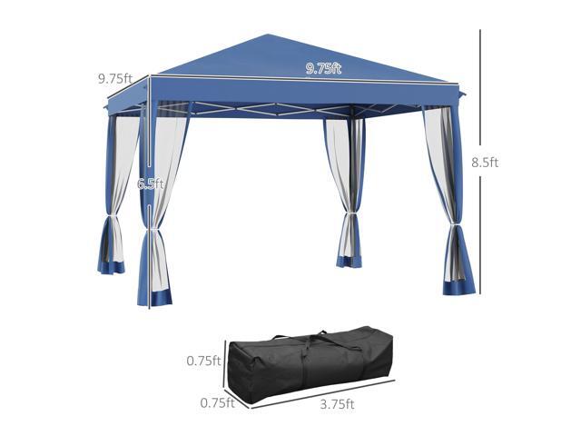 10' x 10' Pop Up Canopy Tent with Netting, Instant Gazebo, Ez up Screen House Room with Carry Bag, Height Adjustable, for Outdoor, Garden, Patio, Blue