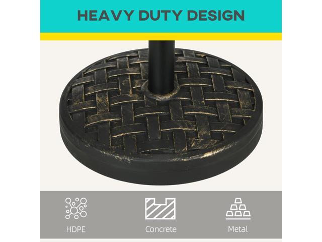 18' Patio Umbrella Base, 40 lbs. Concrete Heavy Duty Umbrella Stand with Metal Umbrella Holder for 1.5' or 2' Umbrella Poles, Round Market Umbrella...