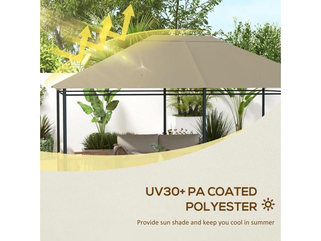 10' x 13' Gazebo Canopy Replacement, Outdoor Gazebo Cover Top Roof Replacement with Vents and Drain Holes, (TOP COVER ONLY), Khaki