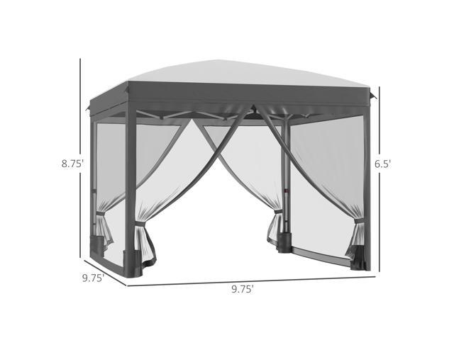 10' x 10' Pop Up Canopy Tent with Netting, Instant Sun Shelter, Tents for Parties, Height Adjustable, with Wheeled Carry Bag and 4 Sand Bags for...