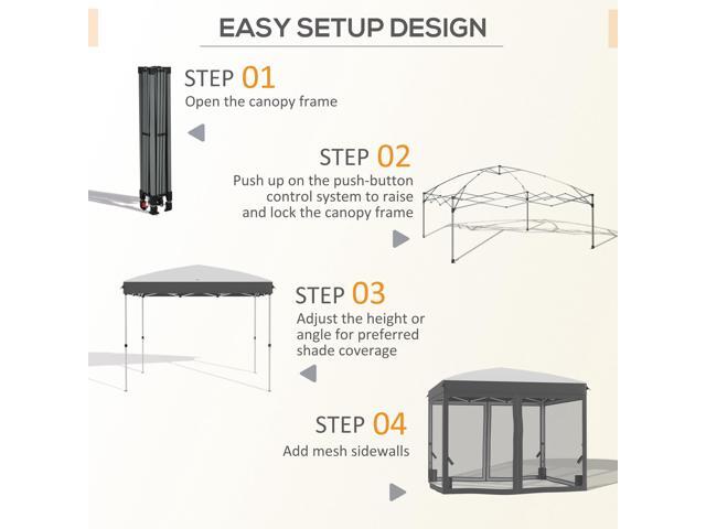 10' x 10' Pop Up Canopy Tent with Netting, Instant Sun Shelter, Tents for Parties, Height Adjustable, with Wheeled Carry Bag and 4 Sand Bags for...
