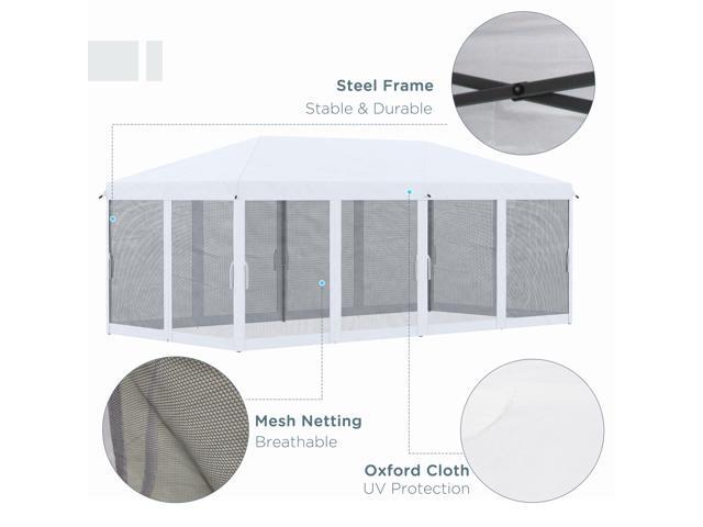10' x 20' Pop Up Canopy Tent with Netting, Heavy Duty Instant Sun Shelter, Large Tents for Parties with Carry Bag for Outdoor, Garden, Patio, Cream...