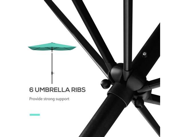 6.5' x 10' Rectangular Market Umbrella, Patio Outdoor Table Umbrella with Crank and Push Button Tilt, Teal