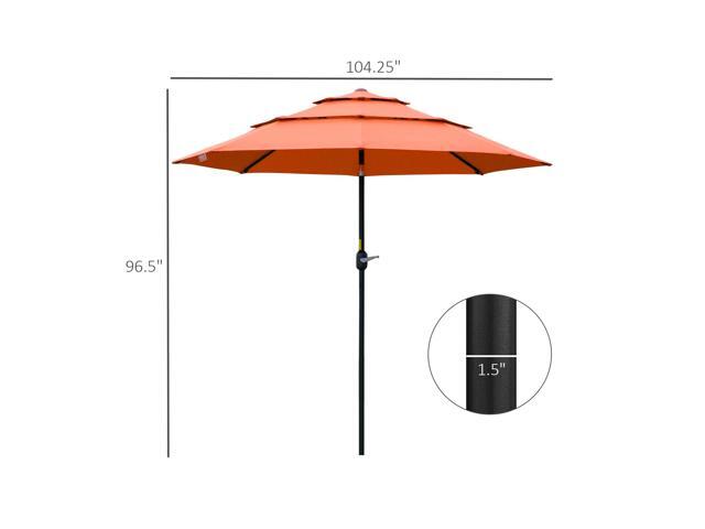 9FT 3 Tiers Patio Umbrella Outdoor Market Umbrella with Crank, Push Button Tilt for Deck, Backyard and Lawn, Orange