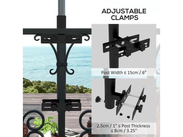 Patio Umbrella Holder with Adjustable Clamps, Umbrella Deck Mount Bracket for Railing, Balcony, Fences, Patio Umbrella Stand for Market Umbrella...