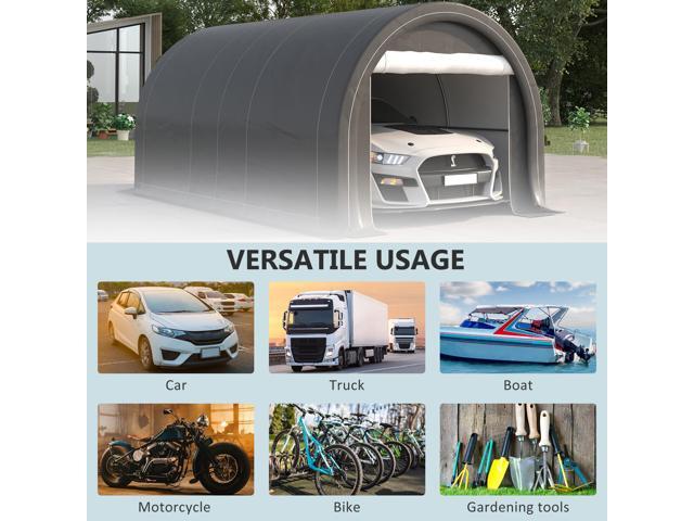 10' x 16' Carport, Heavy Duty Portable Garage Storage Tent with Large Zippered Door, Anti-UV PE Canopy Cover for Car, Truck, Boat, Motorcycle,...