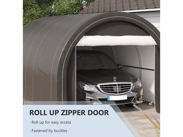 10' x 16' Carport, Heavy Duty Portable Garage Storage Tent with Large Zippered Door, Anti-UV PE Canopy Cover for Car, Truck, Boat, Motorcycle,...