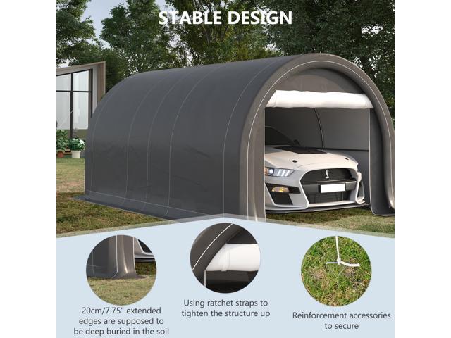 10' x 16' Carport, Heavy Duty Portable Garage Storage Tent with Large Zippered Door, Anti-UV PE Canopy Cover for Car, Truck, Boat, Motorcycle,...