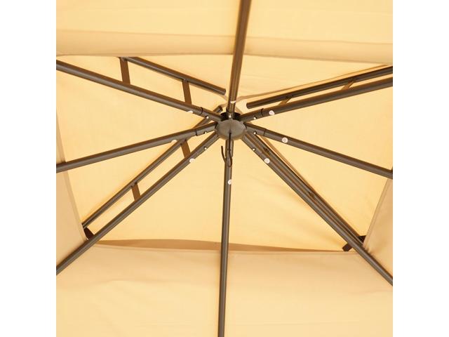 10' x 12' Outdoor Gazebo with Netting and Curtains, Patio Gazebo Canopy with 2-Tier Soft Top Roof and Steel Frame for Lawn, Garden, Backyard and Deck