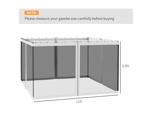 10' x 12' Replacement Mesh Sidewall Netting for Patio Gazebos and Canopy Tents with Zippers (Sidewall Only), White